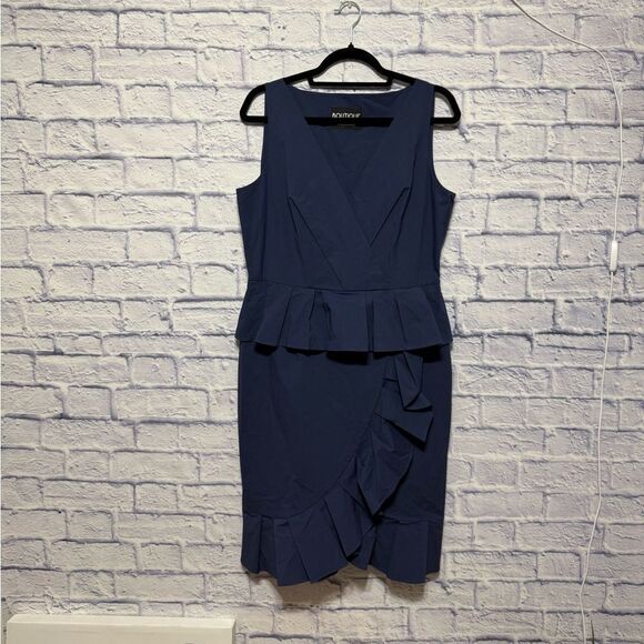 Boutique Moschino blue Ruffled Cotton Sleeveless Peplum Dress 12 - Picture 9 of 14